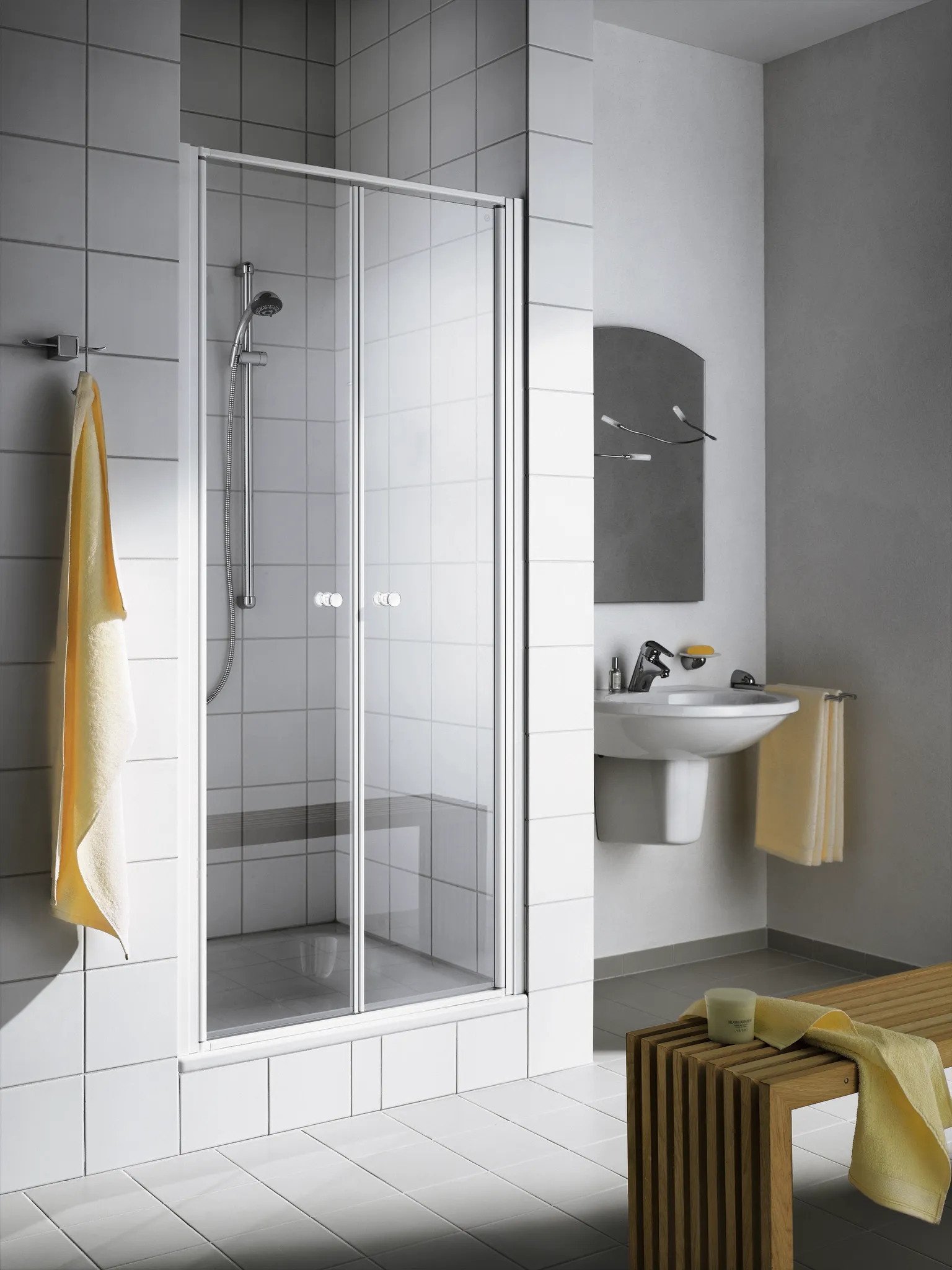 Kermi Duschdesign IBIZA 2000 Pendeltür, 1750x700 mm, Silber Mattglanz