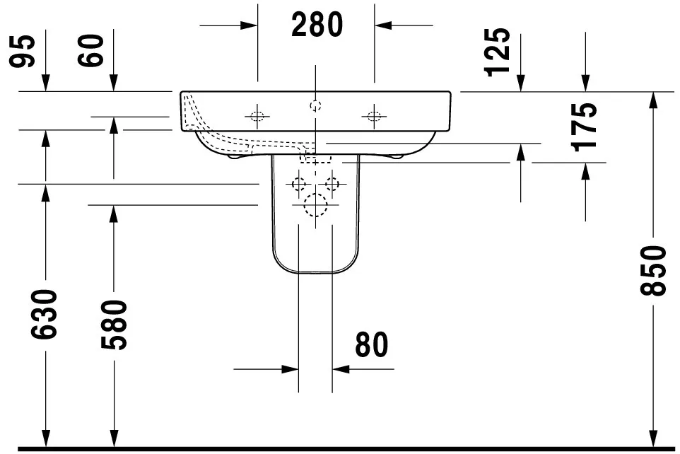 Wandwaschtisch „Happy D.2“, mit Überlauf, Hahnlochposition mittig Wandwaschtisch „Happy D.2“, mit Überlauf, Hahnlochposition mittig