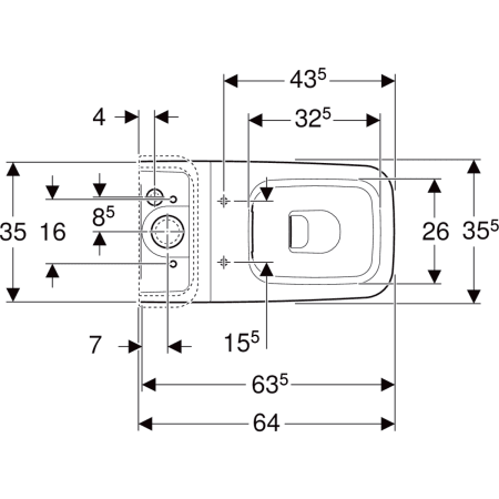 Stand-Tiefspül-WC für Kombination mit Spülkasten „iCon Square“ 35,5 × 40 cm ohne Spülrand, Befestigung verdeckt Stand-Tiefspül-WC für Kombination mit Spülkasten „iCon Square“ 35,5 × 40 cm ohne Spülrand, Befestigung verdeckt