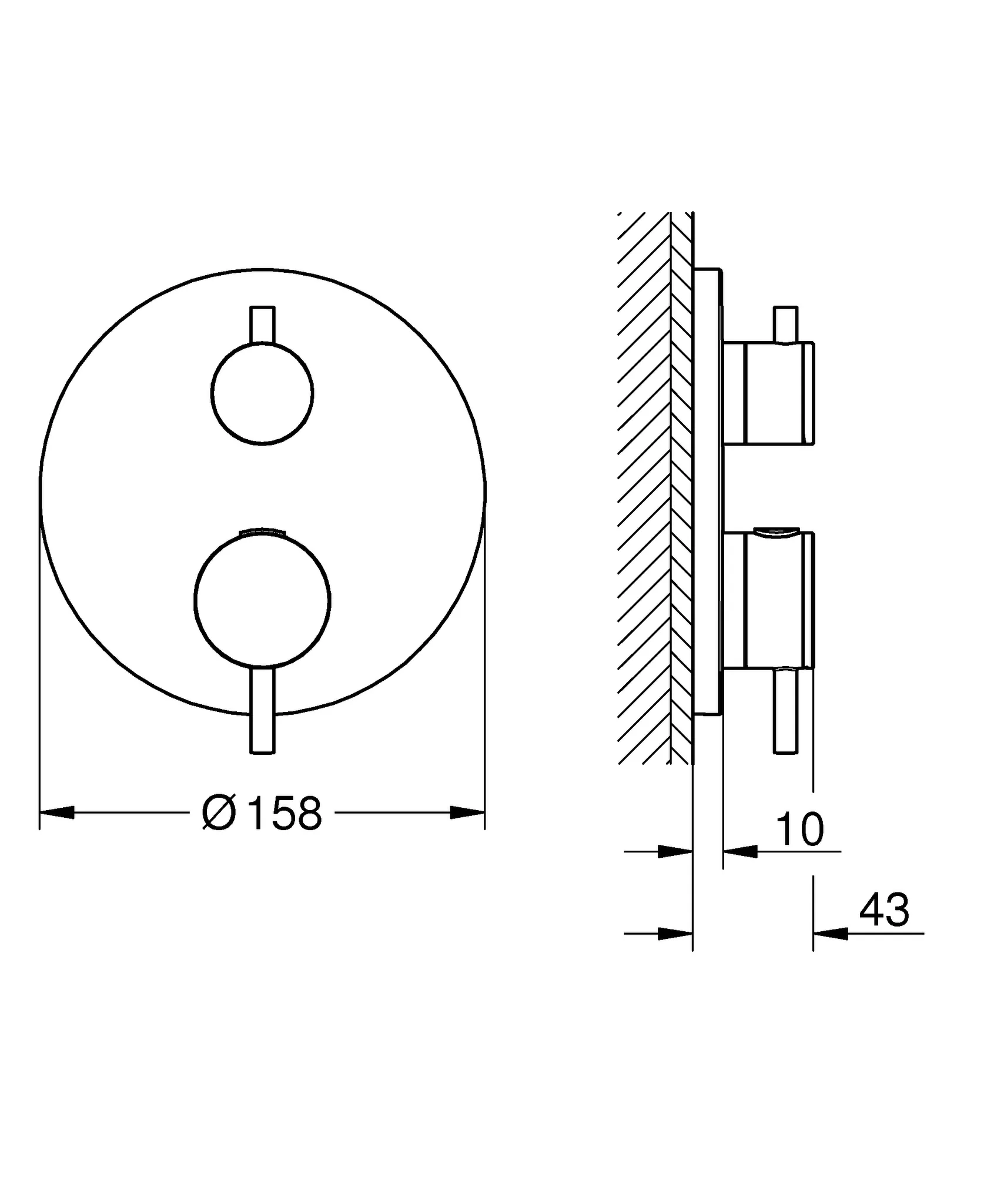 Thermostat-Brausebatterie Atrio 24358, mit integrierter 2-Wege-Umstellung, Fertigmontageset für Rapido SmartBox, chrom