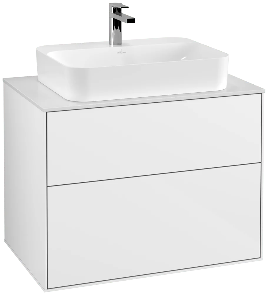 Villeroy & Boch Finion Waschbeckenunterschrank F34 800x603x501mm Glossy White Lacquer / Glass White Matt