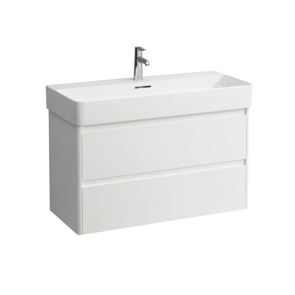 Waschtischunterbau BASE 2.0 für VAL 400x920x515 2 Schubladen mit Griffmulde für Waschtisch H810287 weiß matt
