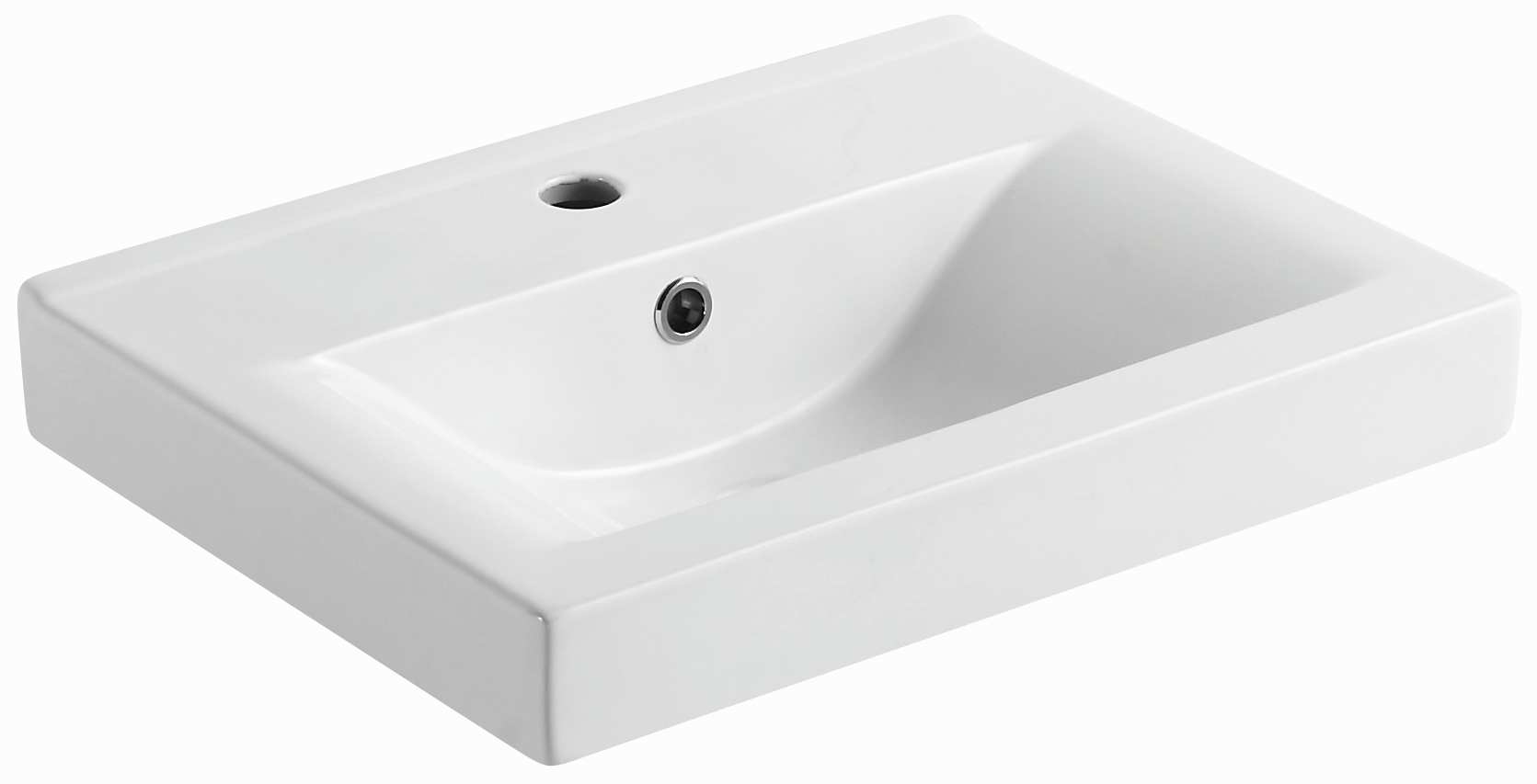 Einbaubecken AqvaCeramica - 490 × 430 × 120 mm - 1 Hahnloch - Überlauf - weiß Einbaubecken AqvaCeramica - 490 × 430 × 120 mm - 1 Hahnloch - Überlauf - weiß