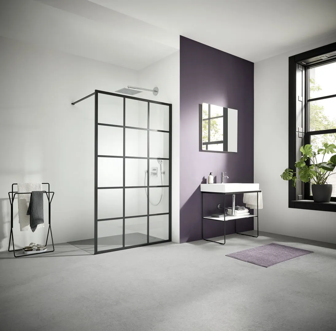 Kermi Duschdesign Walk-In-Duschkabine Dekor Profil „WALK-IN XD“ Glas Klar, Profile Schwarz Soft (RAL 9005), BV: 890 - 910 mm WE: 890 - 910 mm H: 2000 mm Kermi Duschdesign Walk-In-Duschkabine Dekor Profil „WALK-IN XD“ Glas Klar, Profile Schwarz Soft (RAL 9005), BV: 890 - 910 mm WE: 890 - 910 mm H: 2000 mm