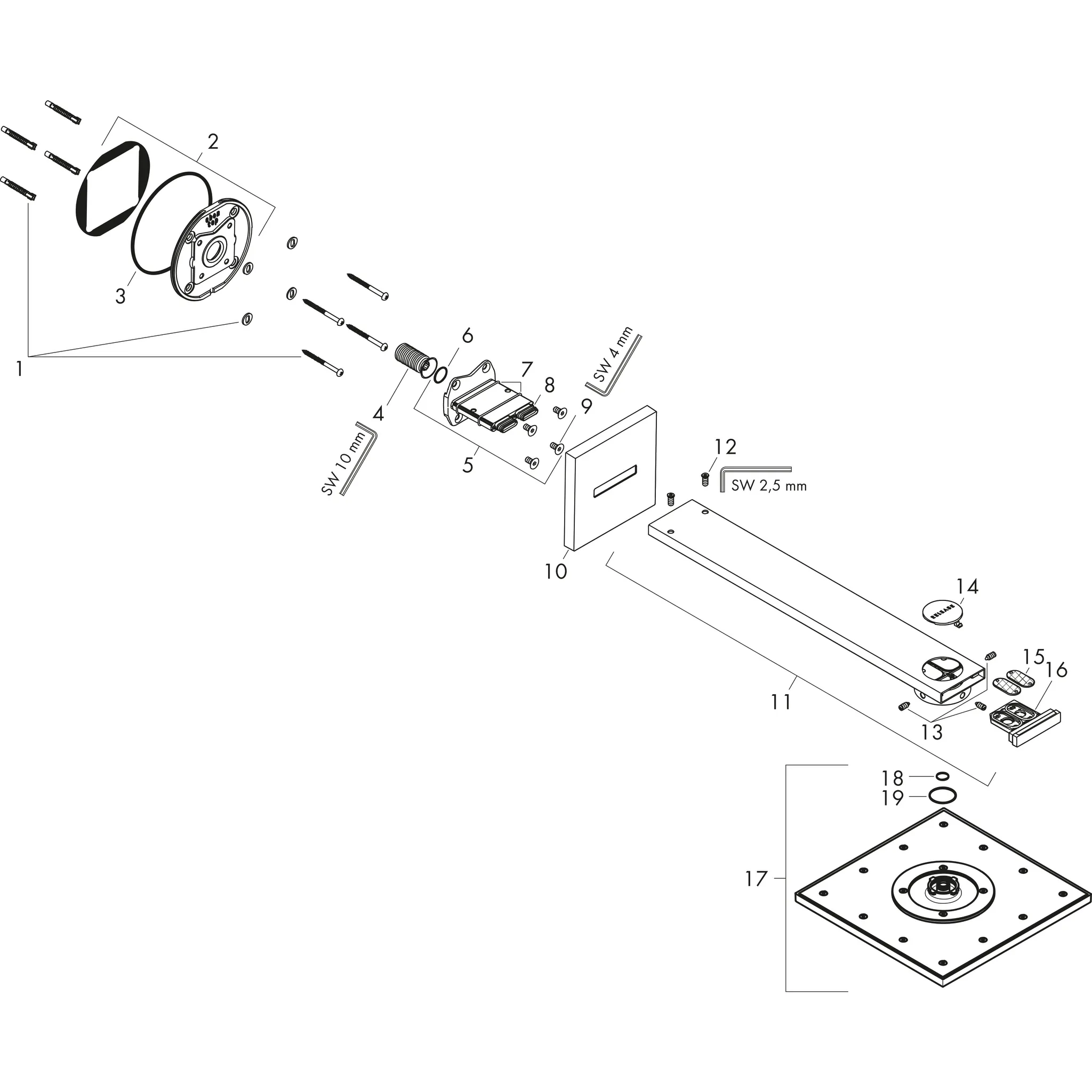 Hansgrohe AXOR ShowerSolutions Kopfbrause 250⁄250 1jet, Chrom Hansgrohe AXOR ShowerSolutions Kopfbrause 250⁄250 1jet, Chrom