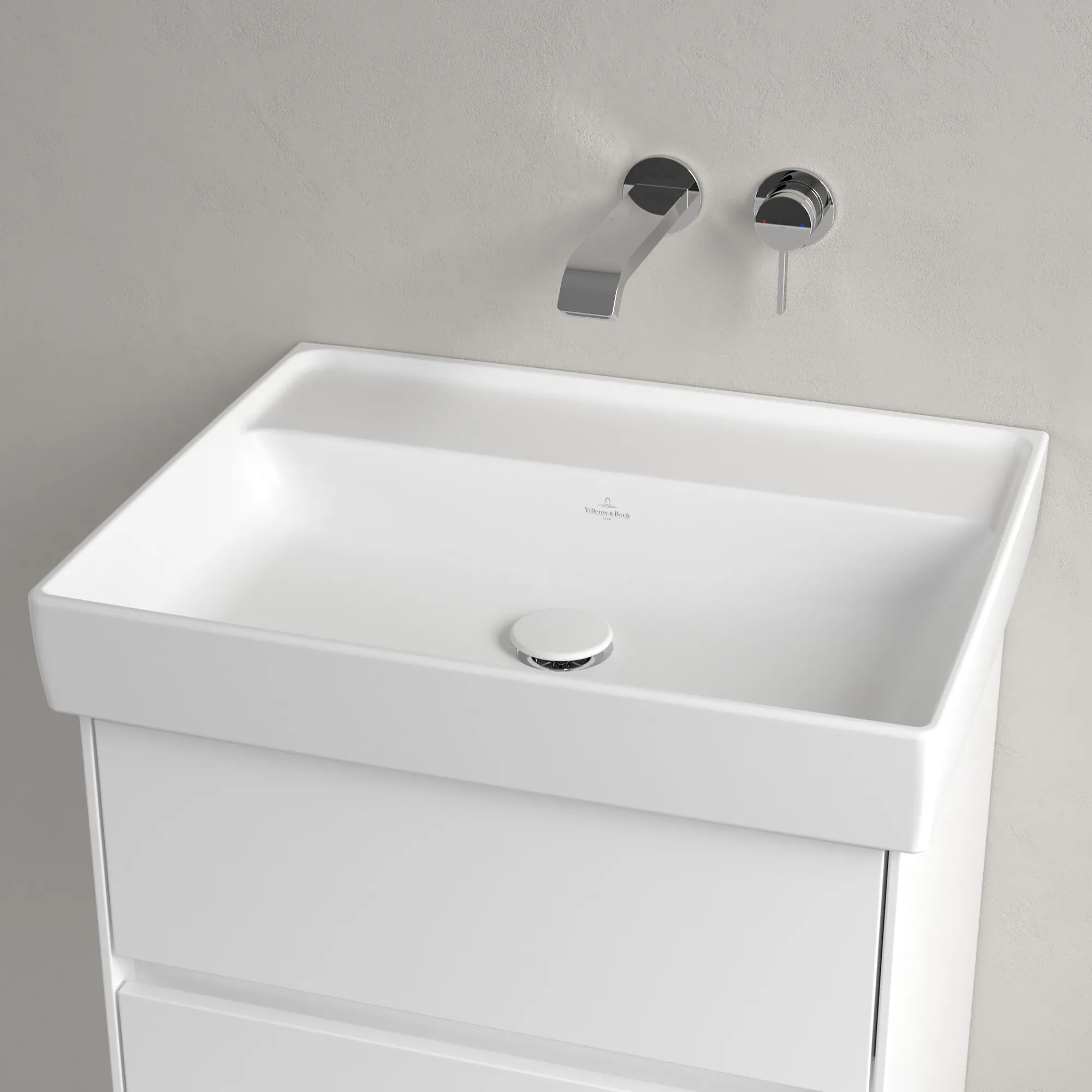 Villeroy & Boch Collaro Waschbecken, 600x470x160mm, Stone White CeramicPlus, TitanCeram, Wandmontage Villeroy & Boch Collaro Waschbecken, 600x470x160mm, Stone White CeramicPlus, TitanCeram, Wandmontage
