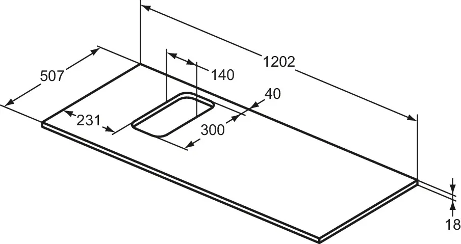 Waschtischplatte i.life B Ausschnitt links für ein Wand-Waschtisch 1202x507x18mm Weiß matt Waschtischplatte i.life B Ausschnitt links für ein Wand-Waschtisch 1202x507x18mm Weiß matt