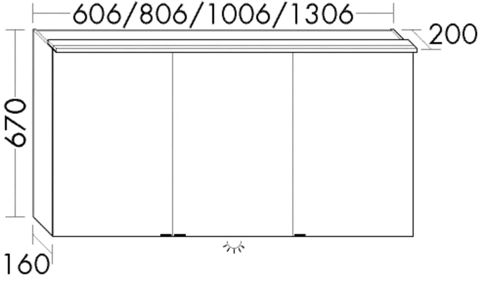 Spiegelschrank Yumo von burgbad – beidseitig verspiegelt, LED-Aufsatzleuchte 4200 K, Anthrazitgrau, 670 x 606 x 200 mm