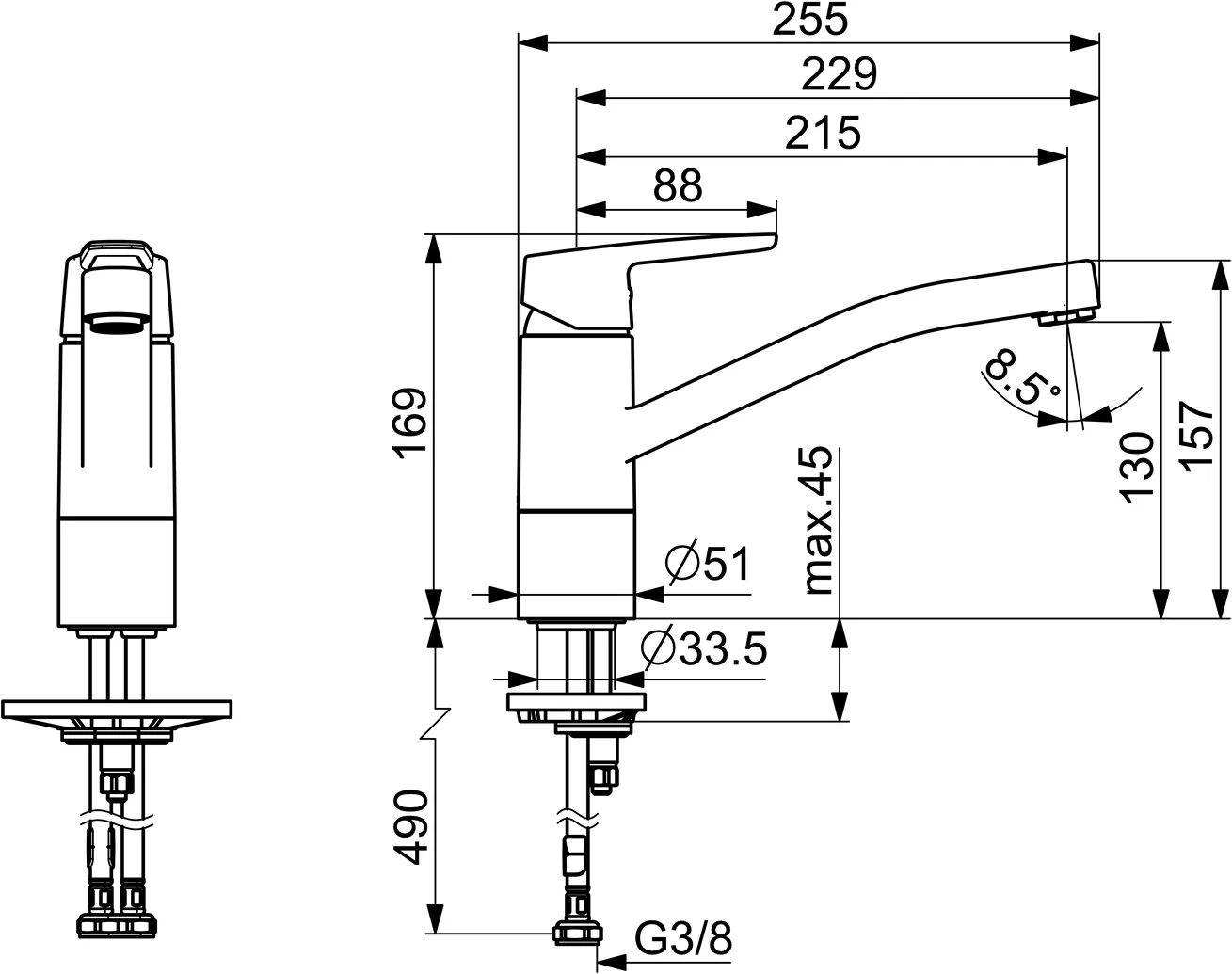 Hansa HansaPOLO Küchenarmatur EHM 5148, Standmontage, Einhebelmischer, Chrom