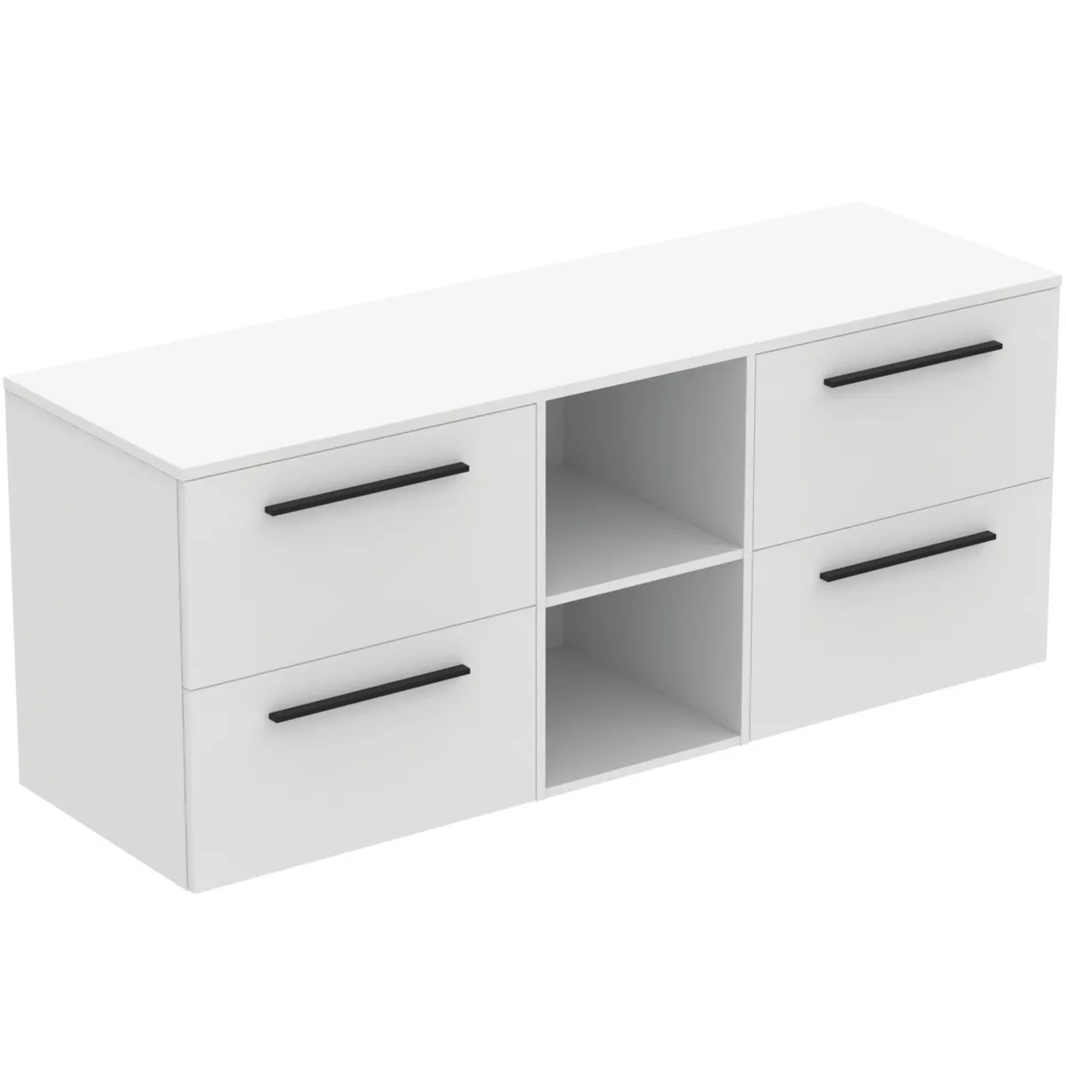 Möbel-Set 160cm i.life B 4 Auszüge 2 offene Fächer (mittig) Griff Schwarz Weiß matt Möbel-Set 160cm i.life B 4 Auszüge 2 offene Fächer (mittig) Griff Schwarz Weiß matt