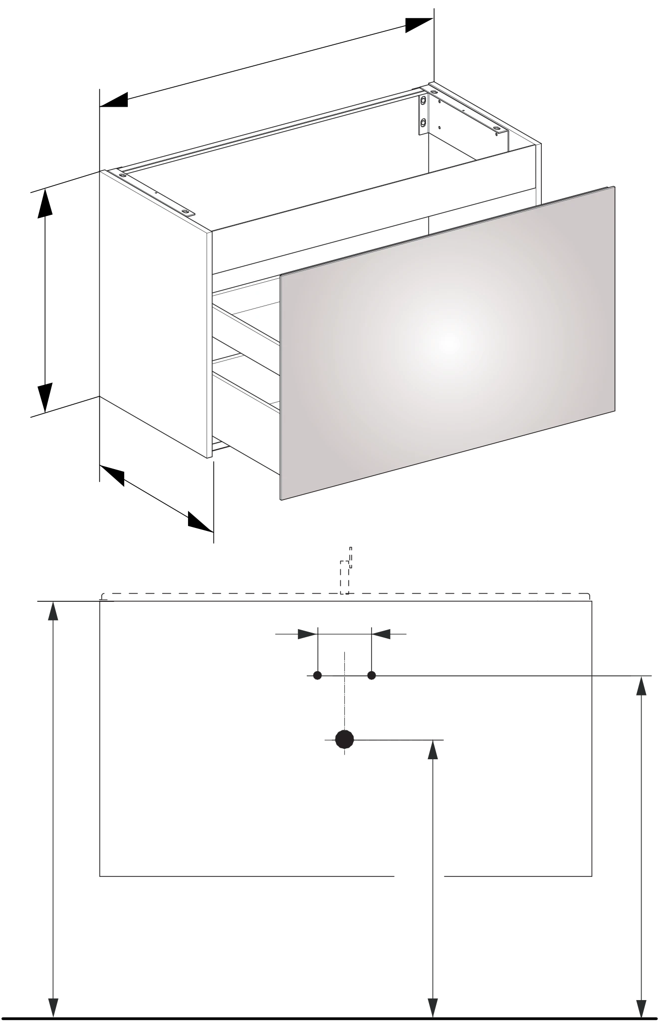 KEUCO X-LINE Waschtischunterbau mit Auszug/Schubkasten 1000x605x490mm weiß/weiß