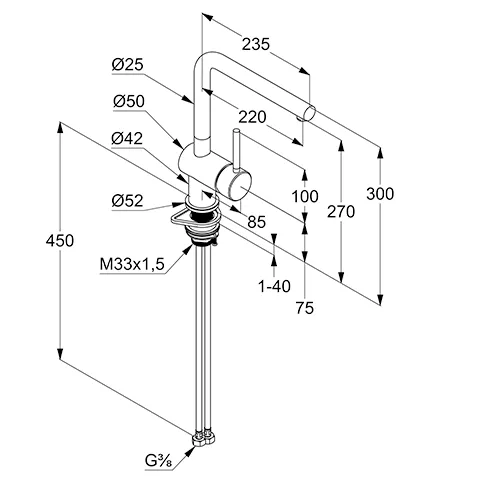 Kludi L STEEL Spültisch-Einhandmischer Edelstahl gebürstet