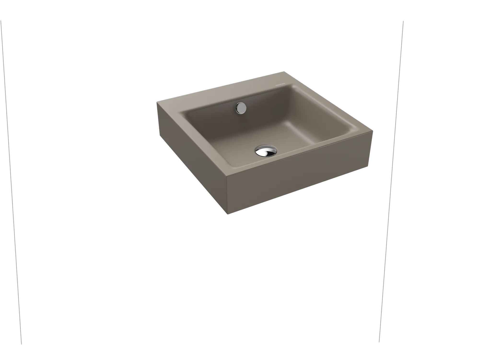 Kaldewei PURO Wandwaschtisch, quadratisch, 460x460 mm, warm grey, mit 3er Hahnlochbohrung und Überlauf
