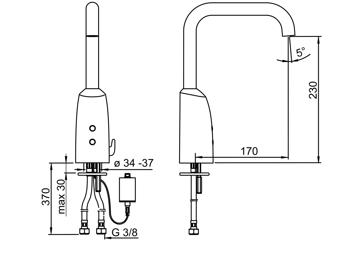 HansaELECTRA Waschtischbatterie HansaELECTRA 6444 6 V Bluetooth Ausladung 170 mm DN15 Chrom