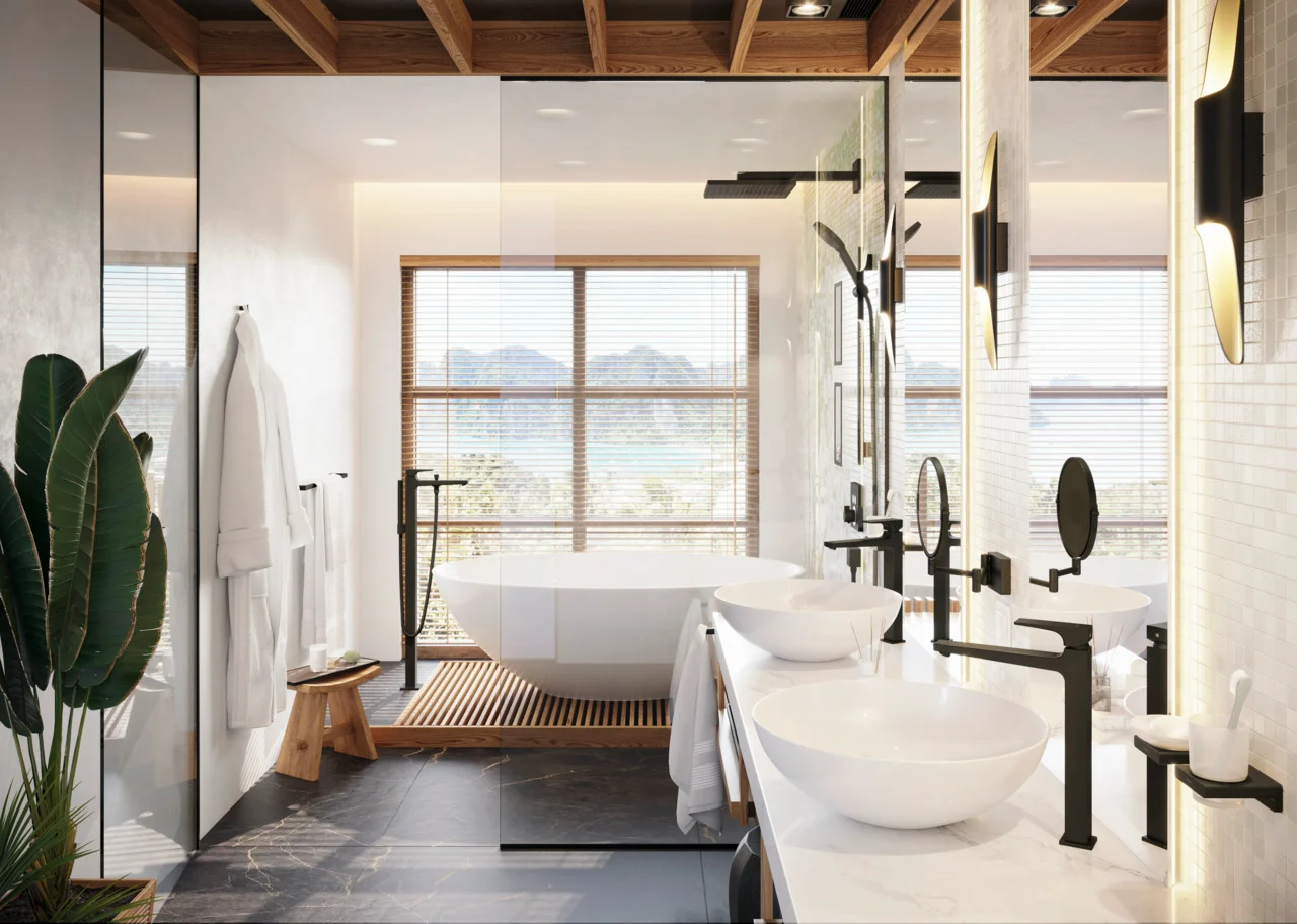 Hansgrohe RainDrain Flex Duschrinne 1000 mm, wandangebunden, Mattschwarz, höhenverstellbar um 10 mm, bis zu 60 l/min Ablaufleistung