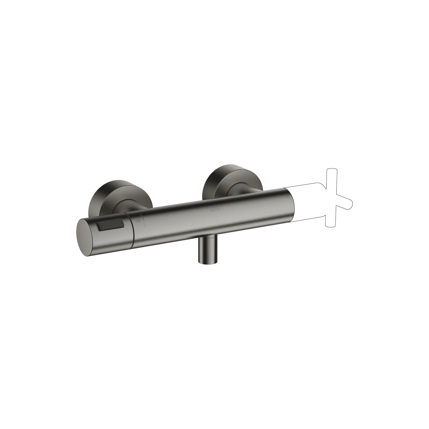 Dornbracht Brause-Thermostat SERIENNEUTRAL Dark Platinum gebürstet, Wandmontage, FlowReduce-Funktion, Schubrosetten Ø70 mm, Brauseabgang 3/8", Anschluss 1/2" Dornbracht Brause-Thermostat SERIENNEUTRAL Dark Platinum gebürstet, Wandmontage, FlowReduce-Funktion, Schubrosetten Ø70 mm, Brauseabgang 3/8", Anschluss 1/2"