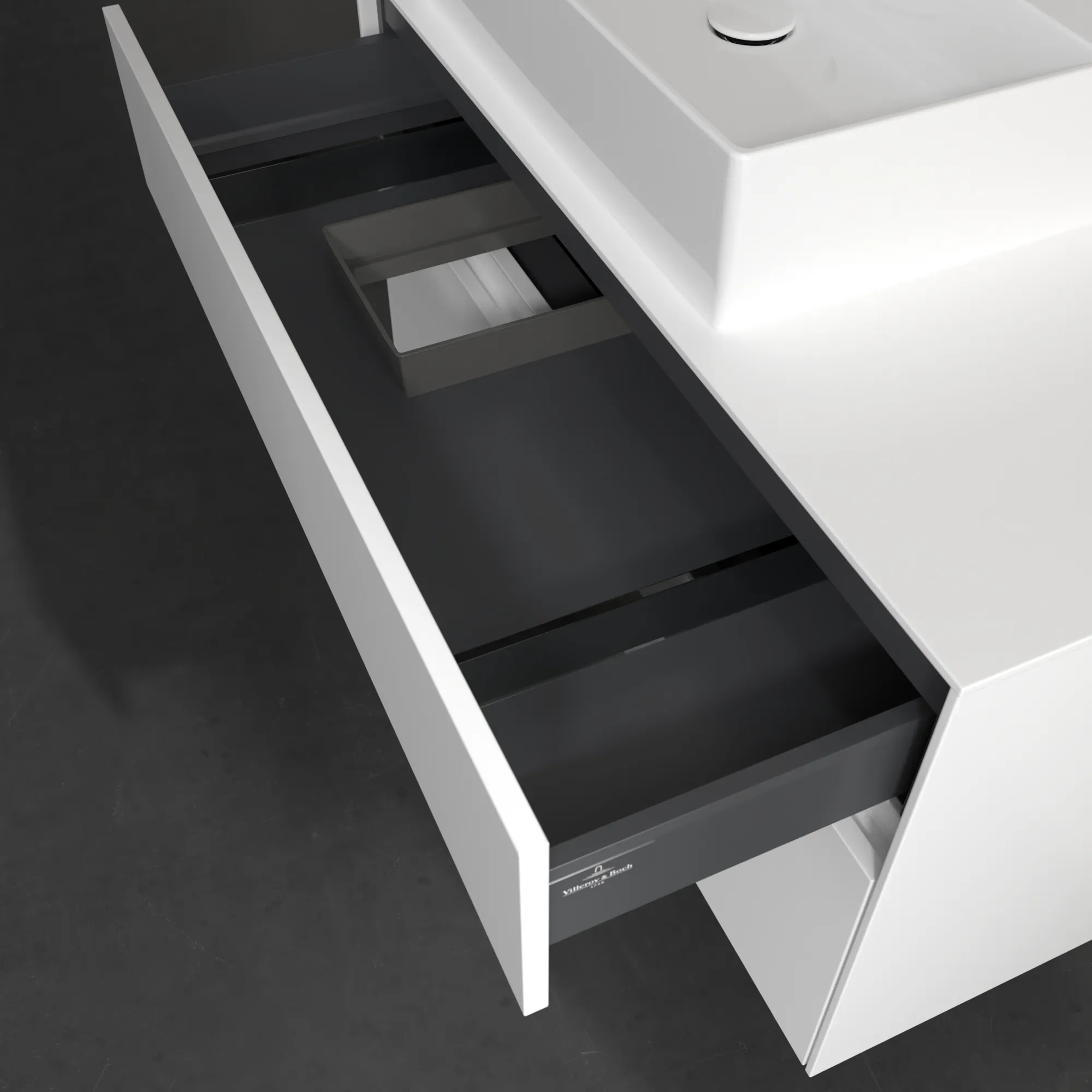 Villeroy & Boch Waschtischunterschrank „Collaro“ 1000 × 548 × 500 mm Weiß Matt, mit Beleuchtung, für Becken links Villeroy & Boch Waschtischunterschrank „Collaro“ 1000 × 548 × 500 mm Weiß Matt, mit Beleuchtung, für Becken links