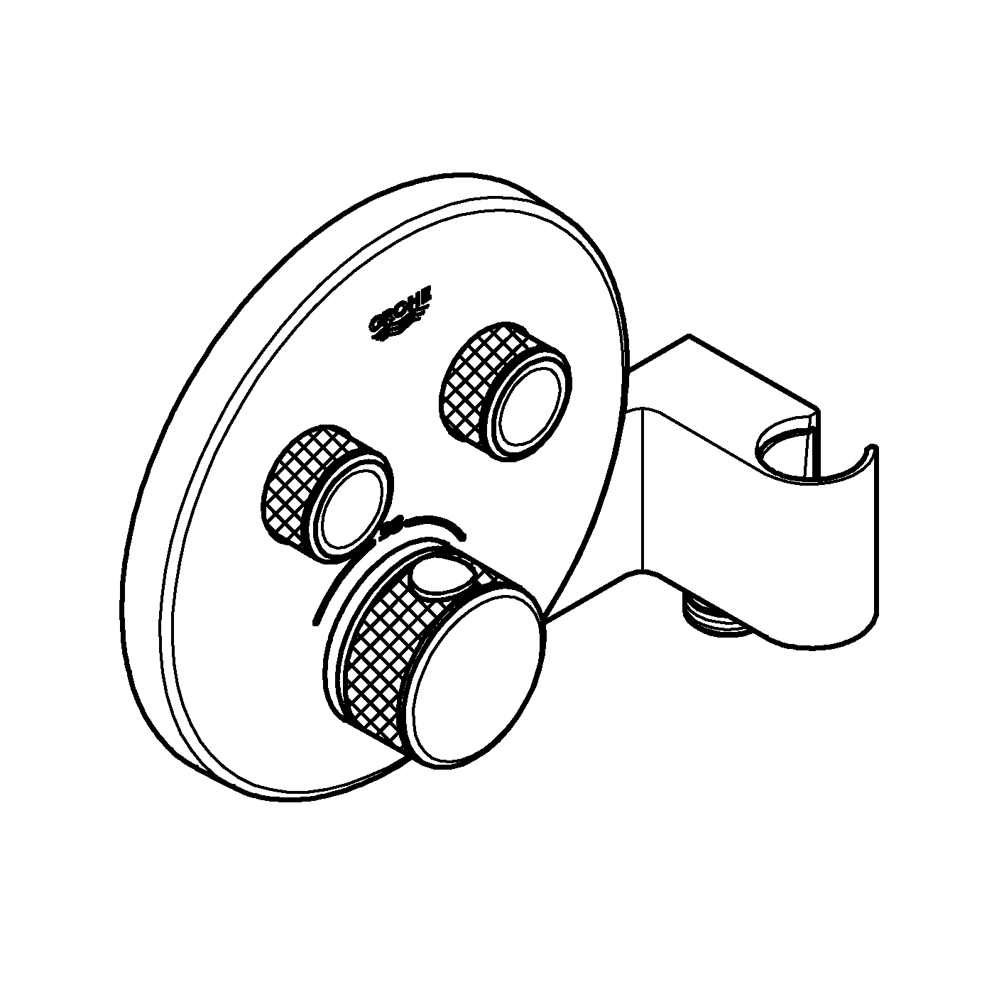 Thermostat Grohtherm SmartControl 29120, mit 2 Absperrventilen und integriertem Brausehalter, Fertigmontageset für Rapido SmartBox, Wandrosette rund, chrom