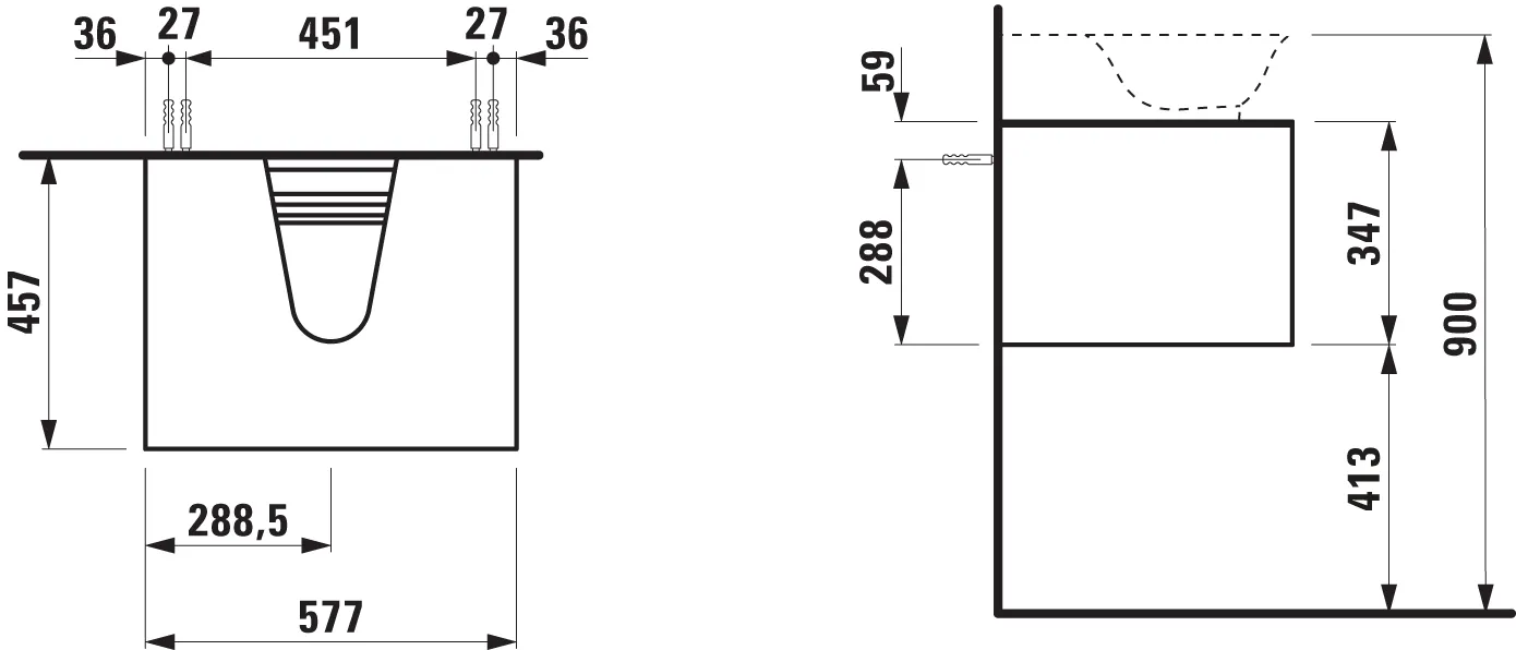Laufen THE NEW CLASSIC 457x577x347, geschwärzte Eiche Laufen THE NEW CLASSIC 457x577x347, geschwärzte Eiche