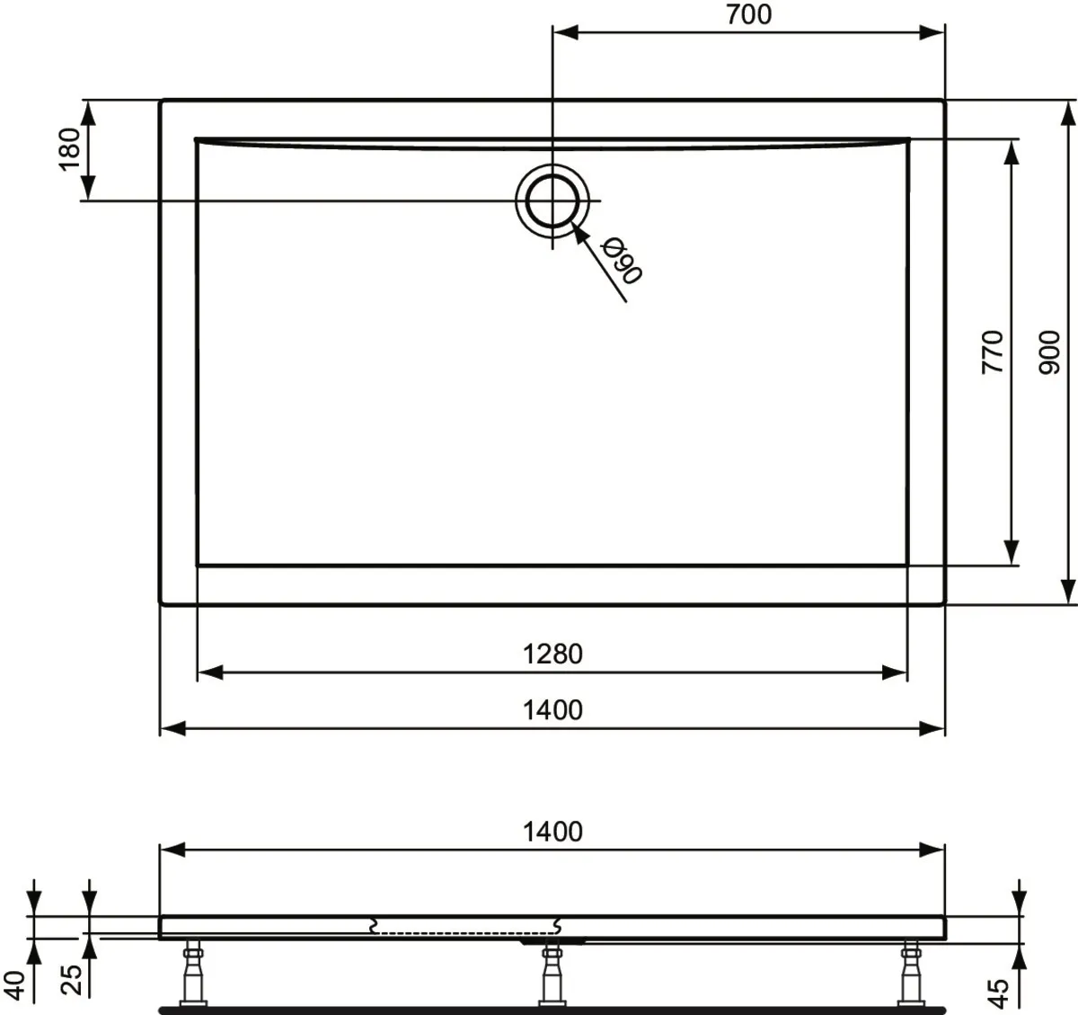 Ideal Standard Duschwanne „UltraLight“