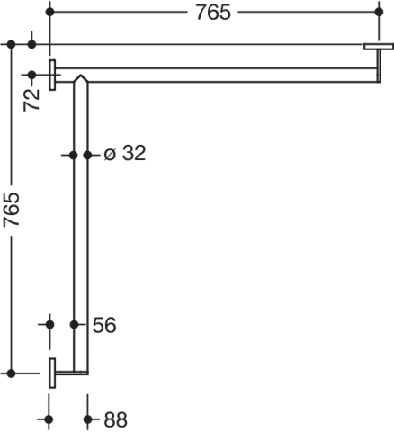 Dusch-, Wannenhandlauf des Systems 900, Edelstahl, PVD, waagerechte Längen 765 mm, D: 32 mm, Ausführung links, in Farbe CK (messing glänzend) Dusch-, Wannenhandlauf des Systems 900, Edelstahl, PVD, waagerechte Längen 765 mm, D: 32 mm, Ausführung links, in Farbe CK (messing glänzend)