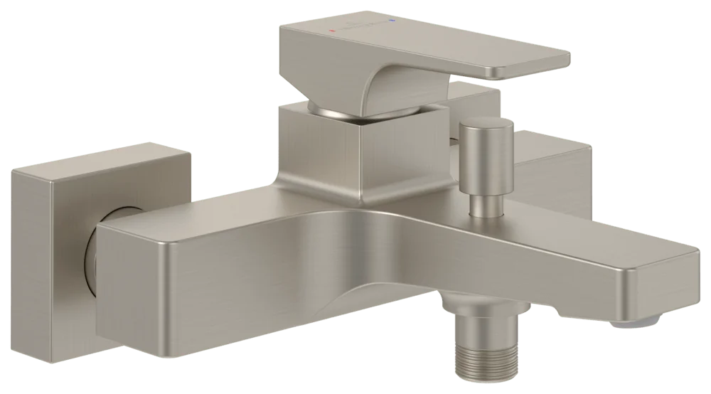 Villeroy & Boch Architectura Square Einhebel-Badewannenarmatur TVT125001000 Brushed Nickel Matt