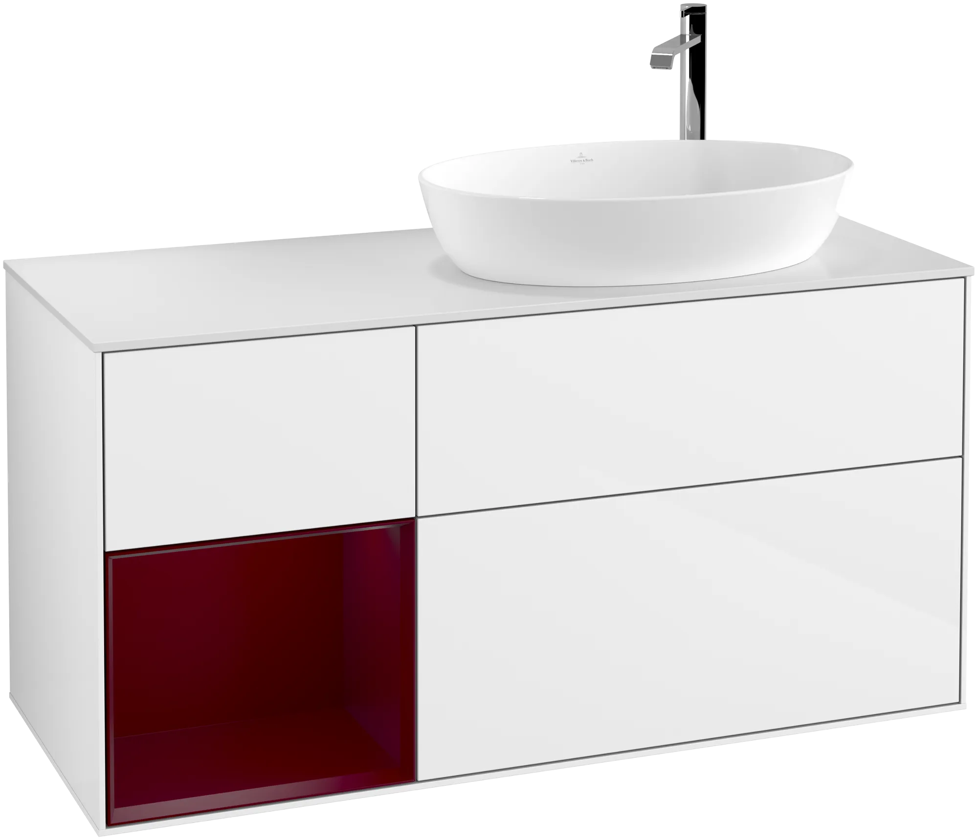 Villeroy & Boch Finion Waschbeckenunterschrank F92 1200x603x501mm Glossy White Lacquer / Peony Matt Lacquer / Glass White Matt