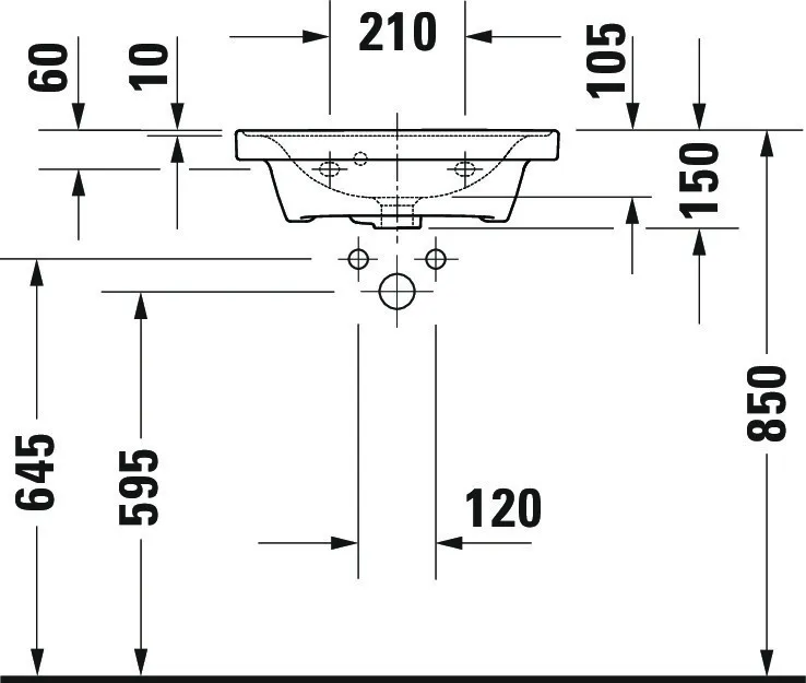 Wandwaschtisch „D-Neo“, mit Überlauf, Hahnlochposition mittig Wandwaschtisch „D-Neo“, mit Überlauf, Hahnlochposition mittig