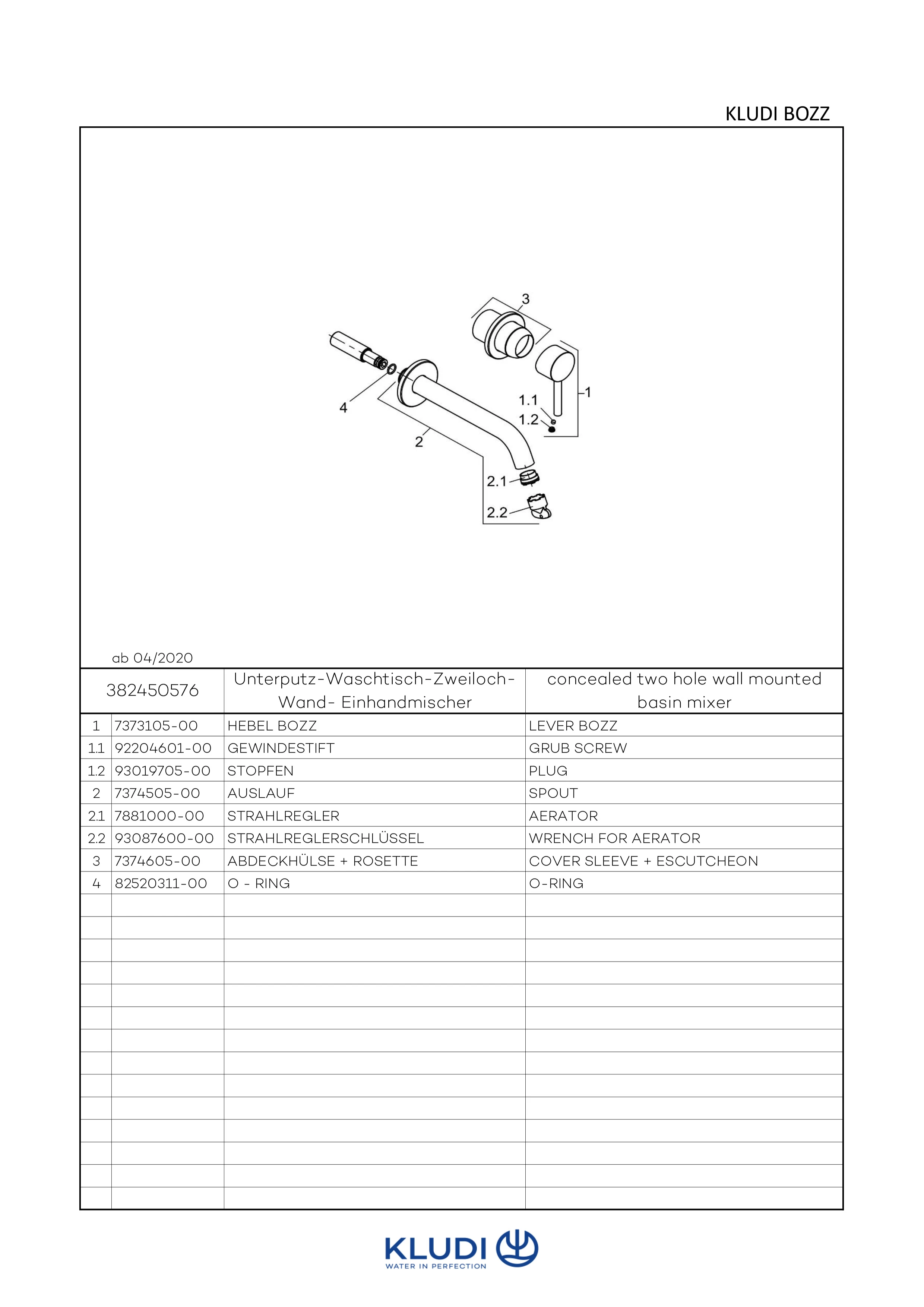 BOZZ WT2LOCHWANDEHM Ausladung 230 MM chrom BOZZ WT2LOCHWANDEHM Ausladung 230 MM chrom