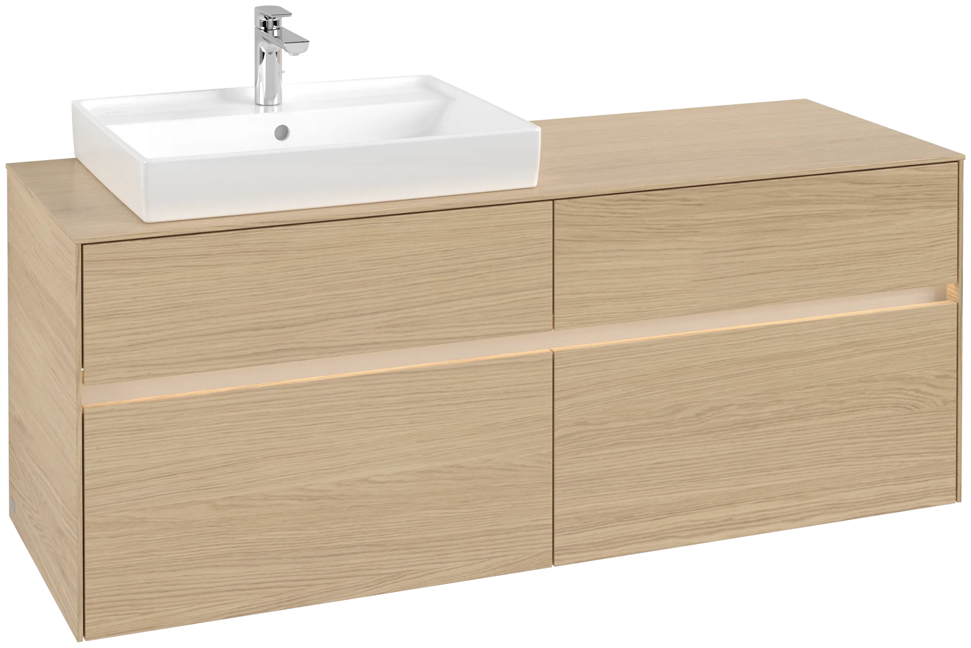 Villeroy & Boch Collaro Waschbeckenunterschrank C085B0, 1400 x 548 x 500 mm, links, mit LED-Beleuchtung