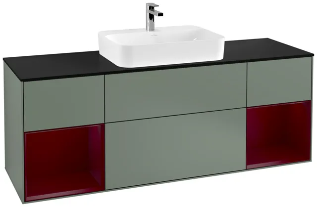 Villeroy & Boch Waschtischunterschrank „Finion“ für Schrankwaschtisch 1600 × 603 × 501 mm Olive Matt Lacquer, für Becken mittig