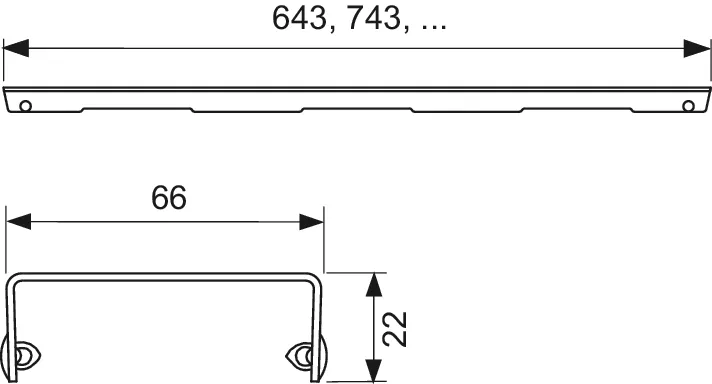 TECEdrainline Designrost "drops" 1200 mm Edelstahl poliert, gerade