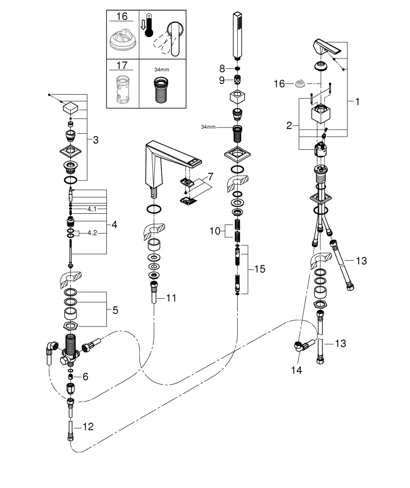Grohe Allure Brilliant Private Collection 4-Loch-Einhand-Wannenkombination Hebel in White Attica Ceasarstone chrom Grohe Allure Brilliant Private Collection 4-Loch-Einhand-Wannenkombination Hebel in White Attica Ceasarstone chrom