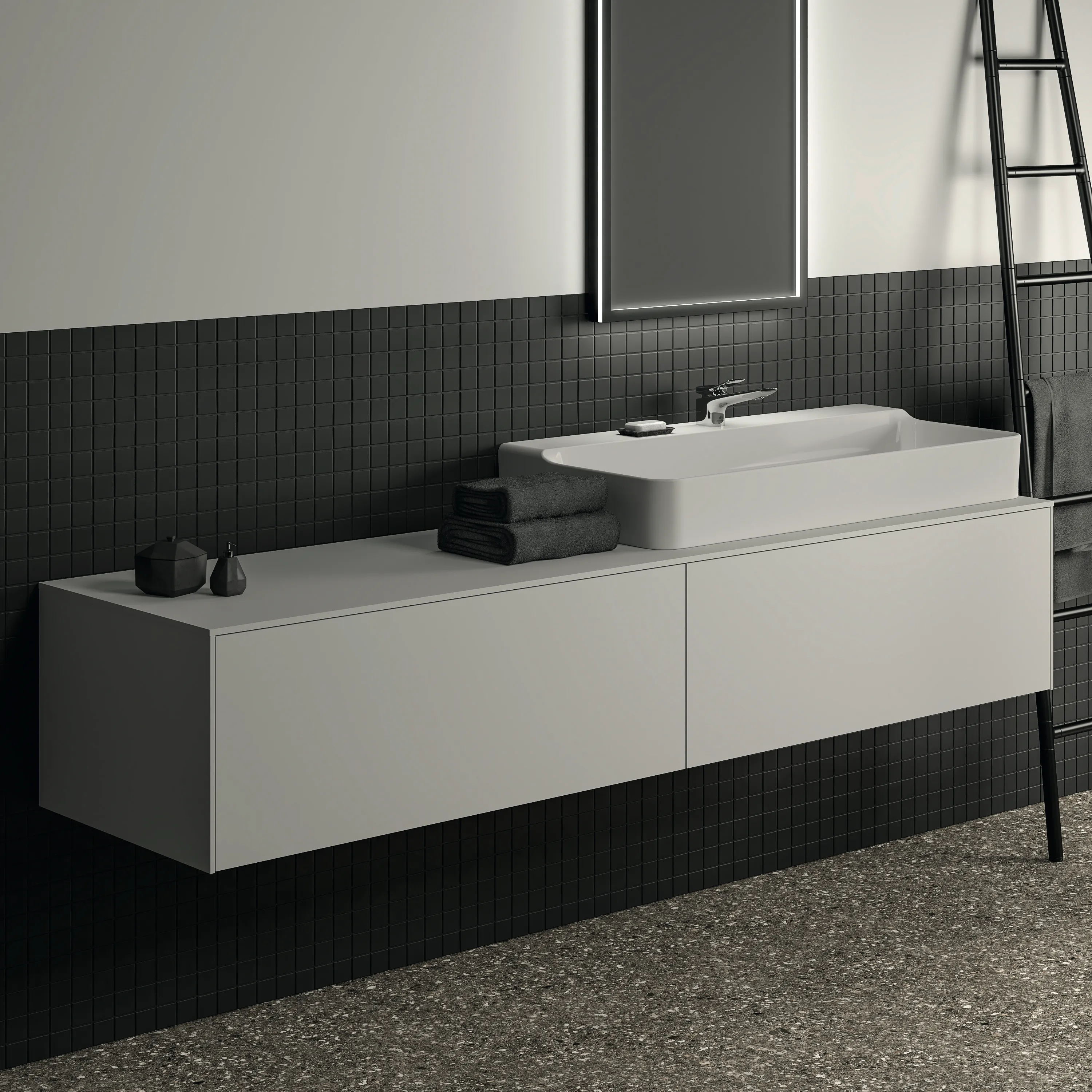 Ideal Standard Waschtischunterschrank „Conca“ 198,7 × 37 × 50,5 cm Weiß matt lackiert Ideal Standard Waschtischunterschrank „Conca“ 198,7 × 37 × 50,5 cm Weiß matt lackiert