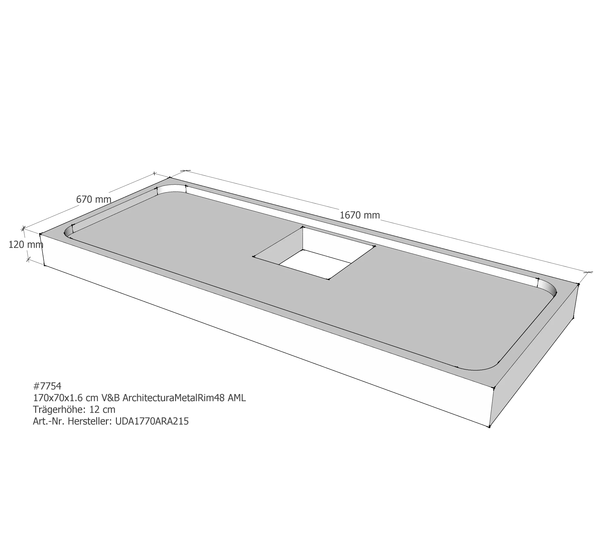 Duschwannenträger passend für Villeroy & Boch Architectura MetalRim 170 × 70 × 1,6 cm Duschwannenträger passend für Villeroy & Boch Architectura MetalRim 170 × 70 × 1,6 cm