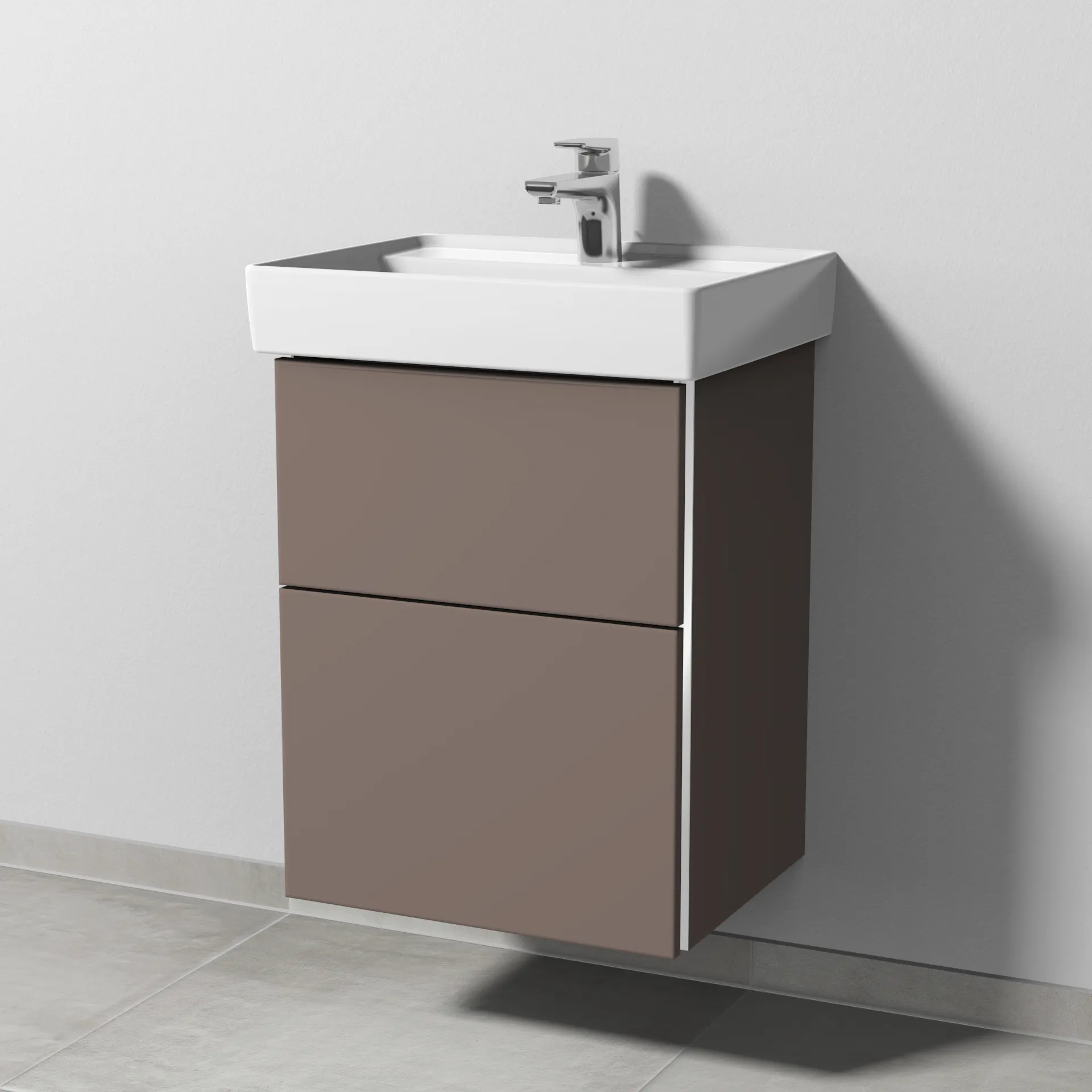 Sanipa Waschtischunterschrank „3way“ passend zu Keramik-Waschtische Collaro von Villeroy &Boch 450 × 588 × 377 mm in Taupe (matt)