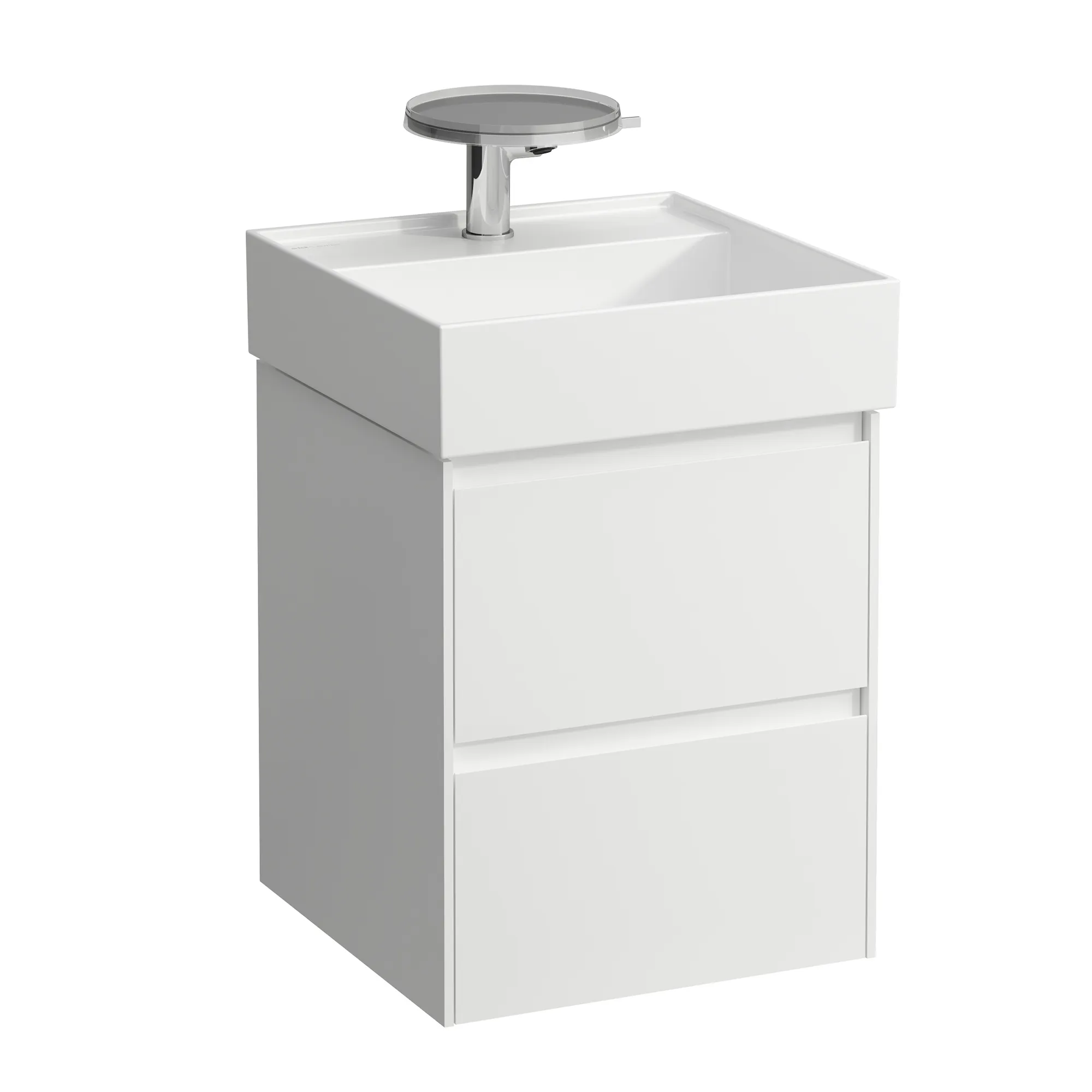 Waschtischunterbau LANI 448x437x515 mit 2 Schubladen integrierter Griffleiste Vollauszug und Soft-Close für Waschtisch Kartell • H815331 weiß matt Waschtischunterbau LANI 448x437x515 mit 2 Schubladen integrierter Griffleiste Vollauszug und Soft-Close für Waschtisch Kartell • H815331 weiß matt