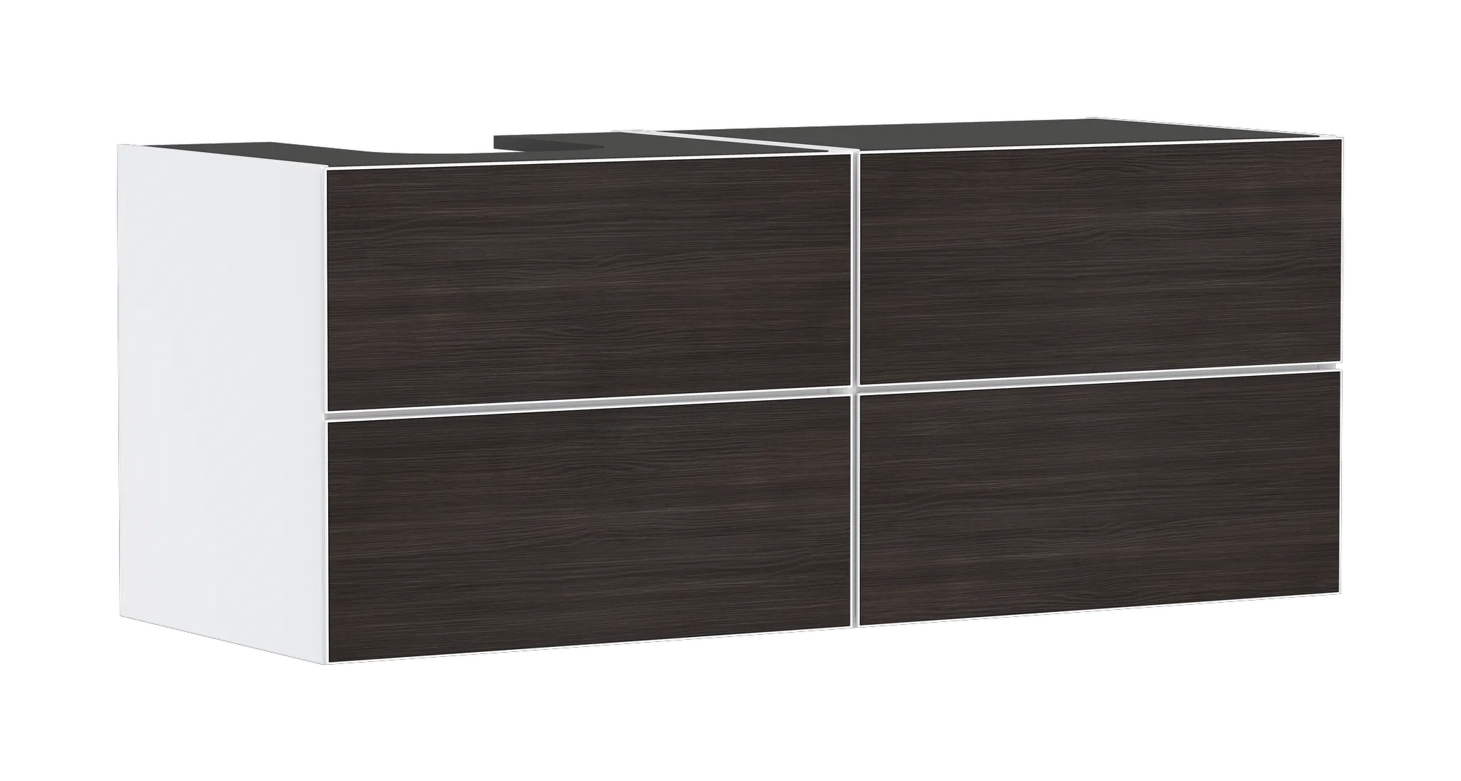 Xevolos E Waschtischunterschrank Mattweiß 1370/550 mit 4 Schubkästen für Konsolen mit Aufsatzwaschtisch geschliffen links Weiß Metallic Xevolos E Waschtischunterschrank Mattweiß 1370/550 mit 4 Schubkästen für Konsolen mit Aufsatzwaschtisch geschliffen links Weiß Metallic