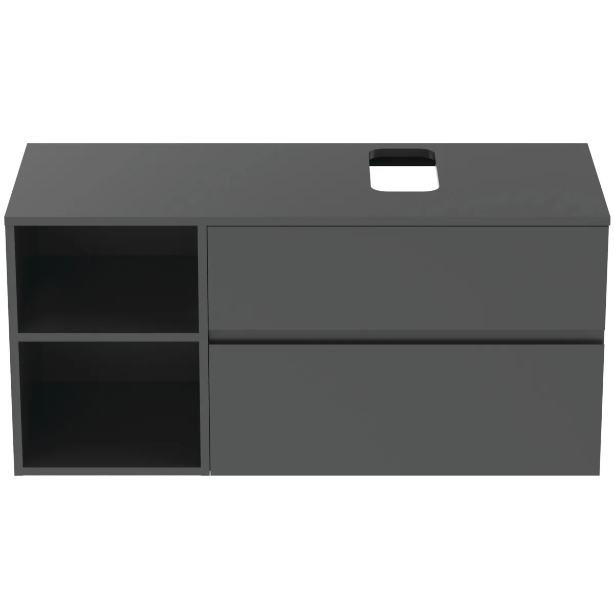 Ideal Standard Waschtischunterschrank Finesse Auschnitt rechts 1202x505x558mm 2 Auszüge Anthrazit matt