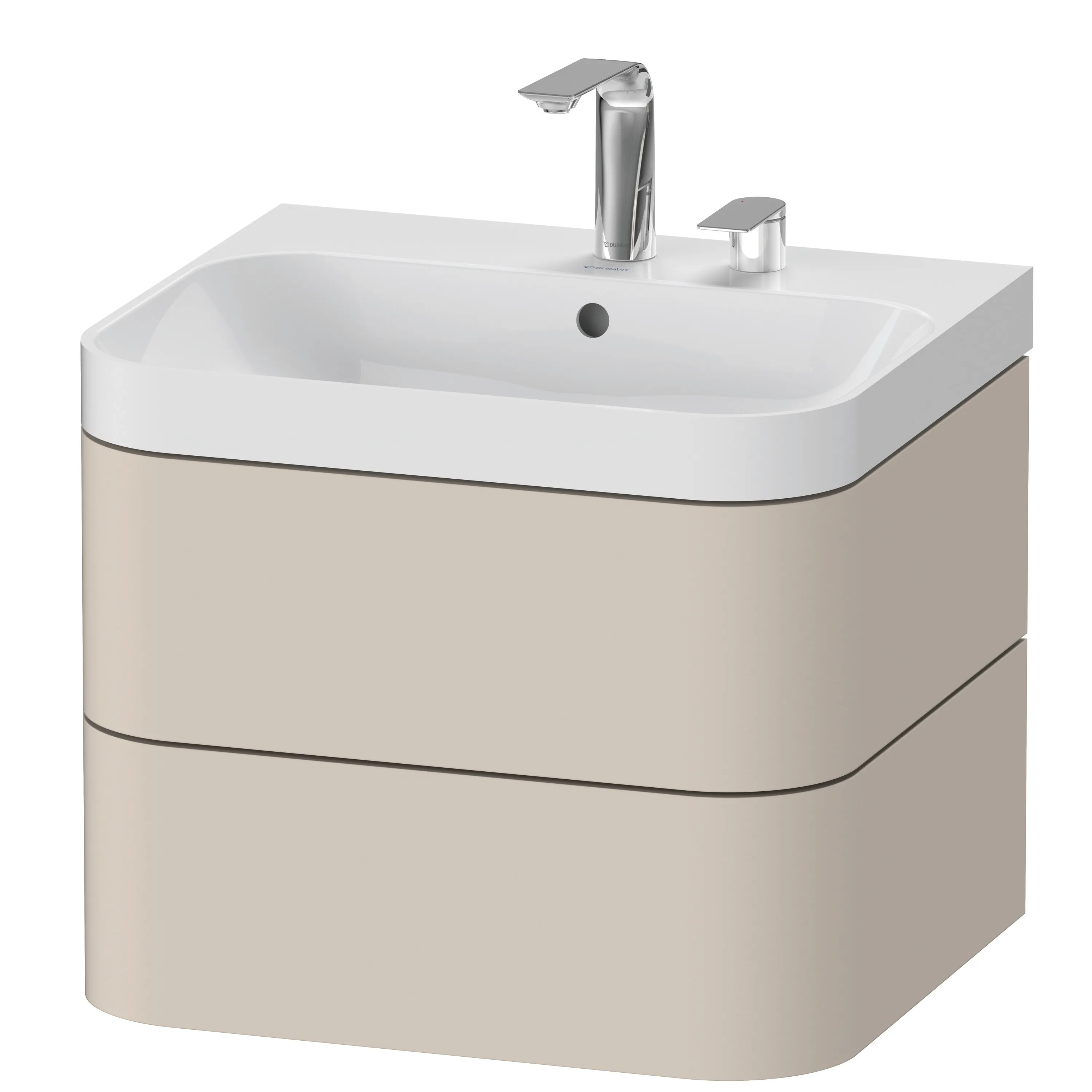 Duravit Waschtischunterschrank c-shaped Set wandhängend „Happy D.2 Plus“ 57,5 × 48 × 49 cm Taupe Supermatt