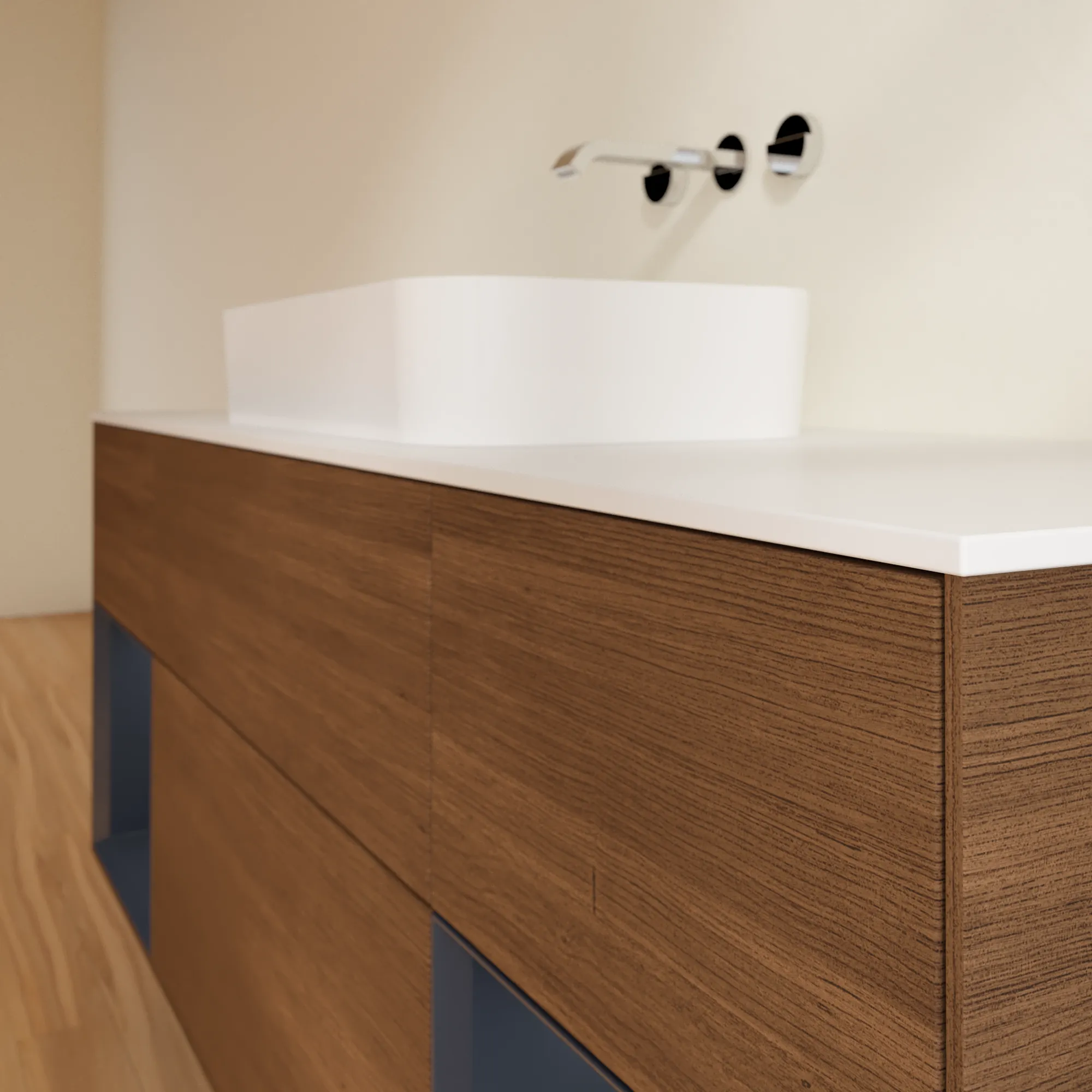 Villeroy & Boch Waschtischunterschrank „Finion“ für Schrankwaschtisch 160 × 60,3 × 50,1 cm 4 Schubladen, für Waschtischposition mittig, inkl. Beleuchtung mittig