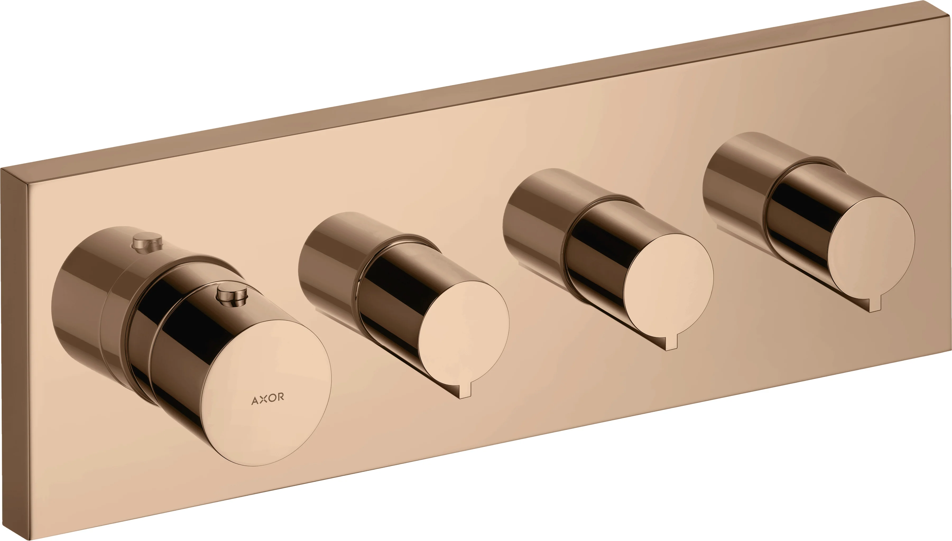 Hansgrohe AXOR ShowerSolutions Thermostatmodul 360/120 Unterputz eckig, Polished Red Gold, 3 Verbraucher, max. Durchfluss 59 l/min bei 3 bar, Anschluss DN20 Grundkörper Hansgrohe AXOR ShowerSolutions Thermostatmodul 360/120 Unterputz eckig, Polished Red Gold, 3 Verbraucher, max. Durchfluss 59 l/min bei 3 bar, Anschluss DN20 Grundkörper