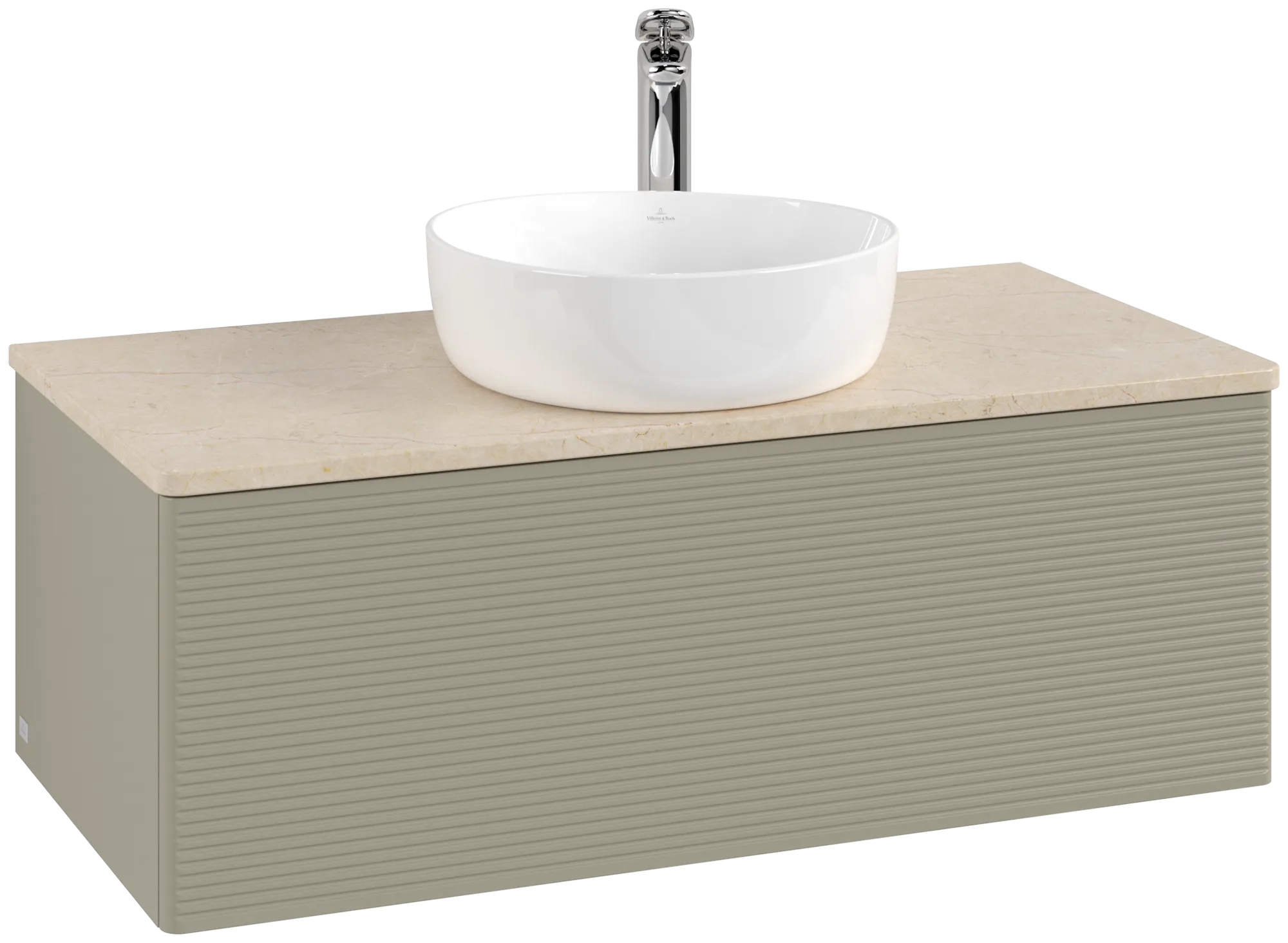 Villeroy & Boch Waschtischunterschrank „Antao“ 1000 × 360 × 500 mm Stone Grey Matt Lacquer, für Becken mittig, mit Beleuchtung Villeroy & Boch Waschtischunterschrank „Antao“ 1000 × 360 × 500 mm Stone Grey Matt Lacquer, für Becken mittig, mit Beleuchtung