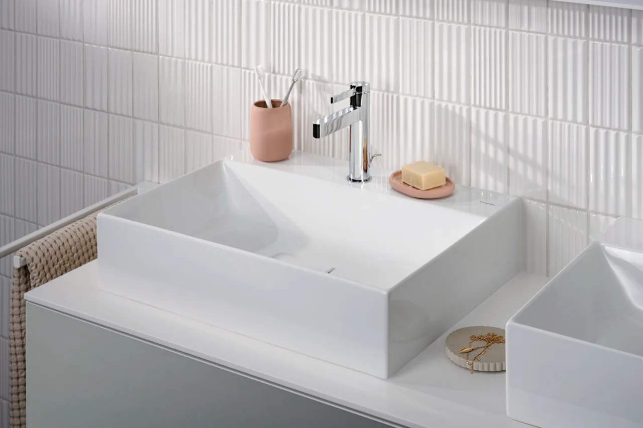 Hansgrohe Xevolos E Aufsatzwaschtisch, Keramik, weiß, 600x480 mm, 140 mm Höhe, ohne Hahnloch und Überlauf