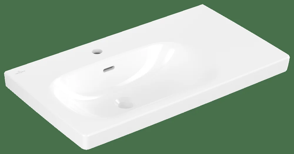 Villeroy & Boch Schrankwaschtisch Skyla 5A52L1, 800x460mm, Rechteck, Becken links, 1HL. mittleres Hahnloch durchgestochen, mit Überlauf, Weiß Alpin Villeroy & Boch Schrankwaschtisch Skyla 5A52L1, 800x460mm, Rechteck, Becken links, 1HL. mittleres Hahnloch durchgestochen, mit Überlauf, Weiß Alpin