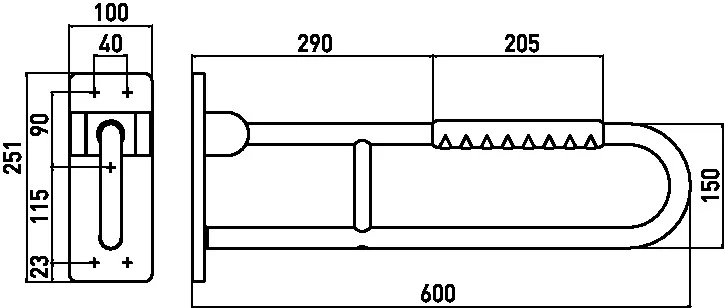 emco system 2 Stützklappgriff 600mm chrom/schwarz emco system 2 Stützklappgriff 600mm chrom/schwarz