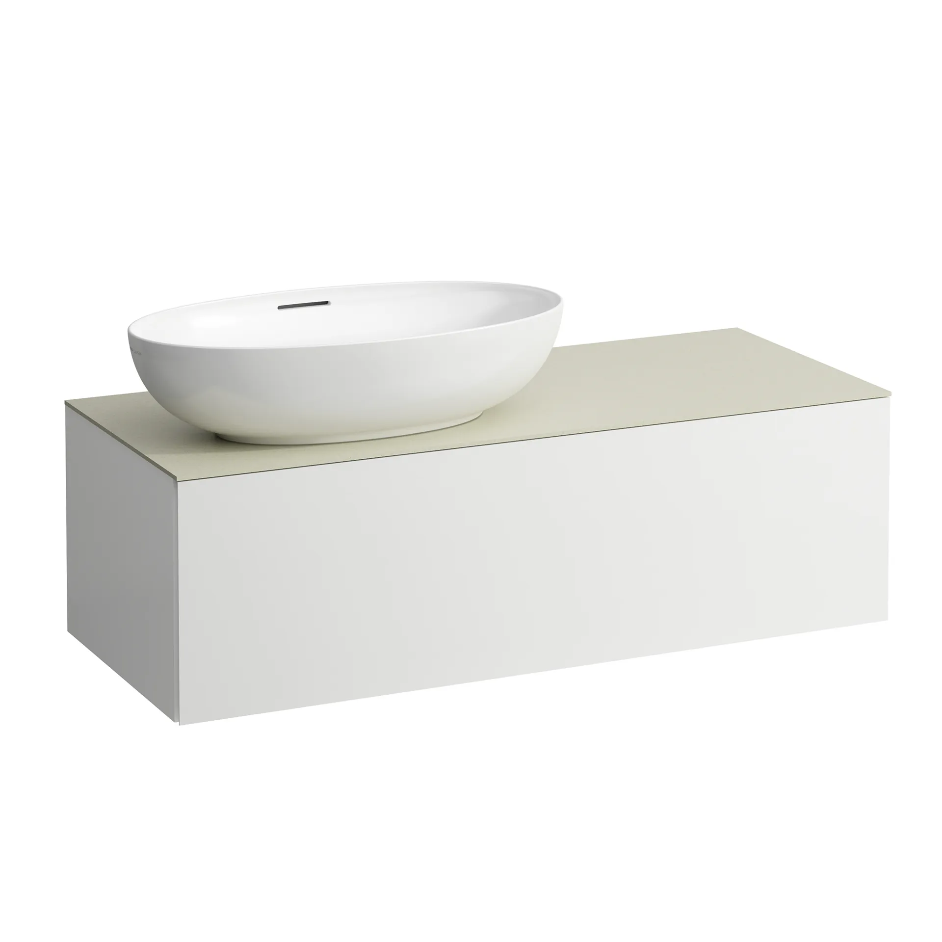Schubladenelement (Waschtischunterbau+Waschtischplatte) ILBAGNOALESSI 500x1200x370 1 Schublade integrierte versteckte Griffe seitlich Vollauszug Soft-Close Ausschnitt links Calce Avorio Top passend zu Waschtisch H818975/6 H818977/8 Weiß matt