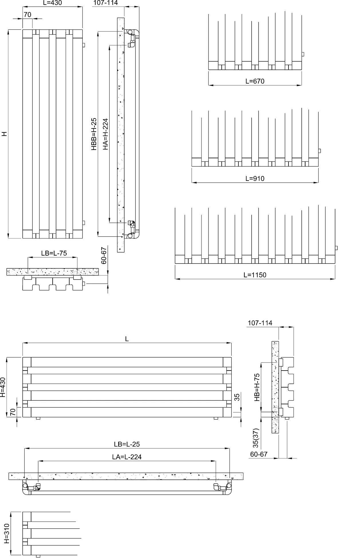 BEMM Design-Heizkörper „Step V“ 43 × 200 cm in Braunbeige perlmatt BEMM Design-Heizkörper „Step V“ 43 × 200 cm in Braunbeige perlmatt