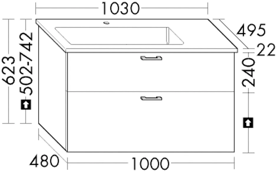 burgbad Badmöbelset „Sys30“ 103 × 62,3 × 49,5 cm Massivholzgriff, Eiche Natur, in Eiche Authentic