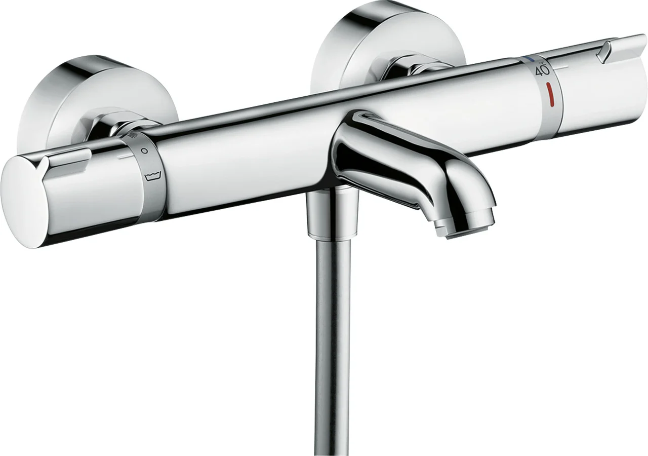 Hansgrohe Ecostat Comfort Wannenthermostat Aufputz Chrom, Ausladung 177 mm, 2 Verbraucher, DN15, für Durchlauferhitzer geeignet